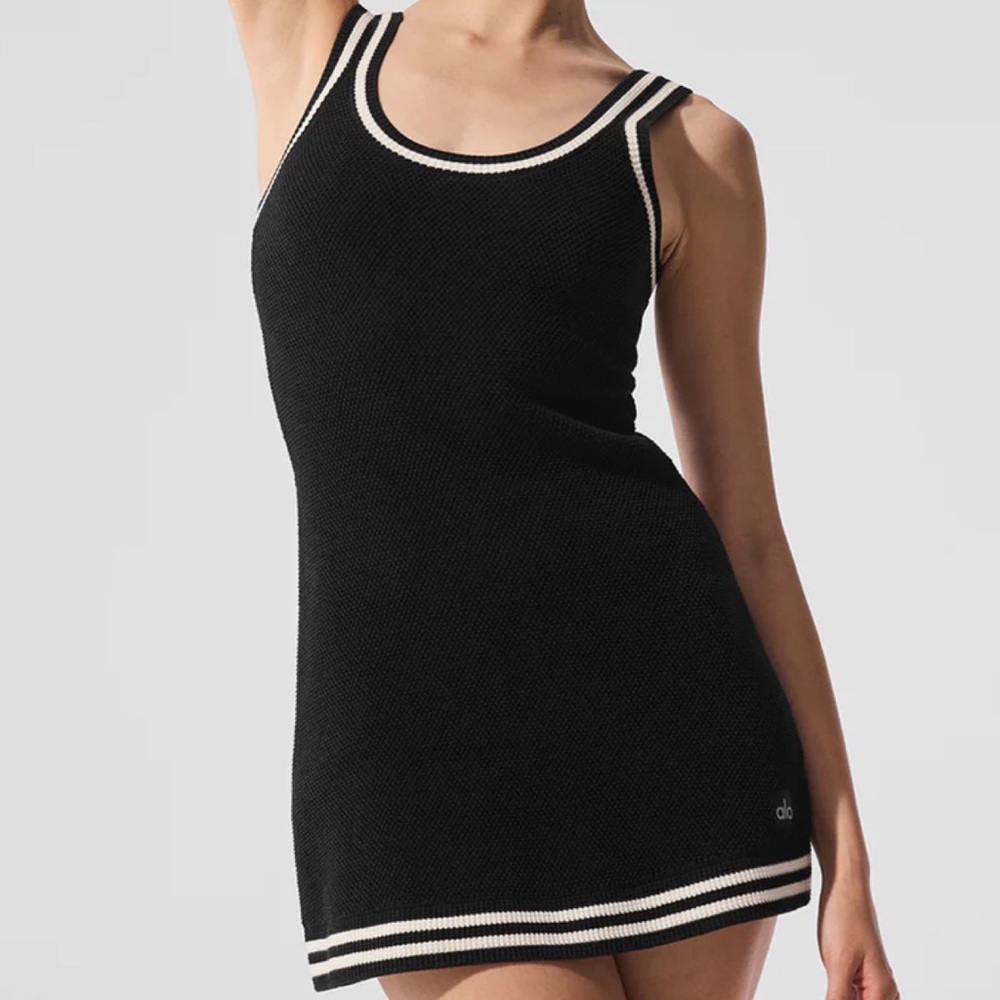 ALO Yoga Black Tank Dress with White Trim